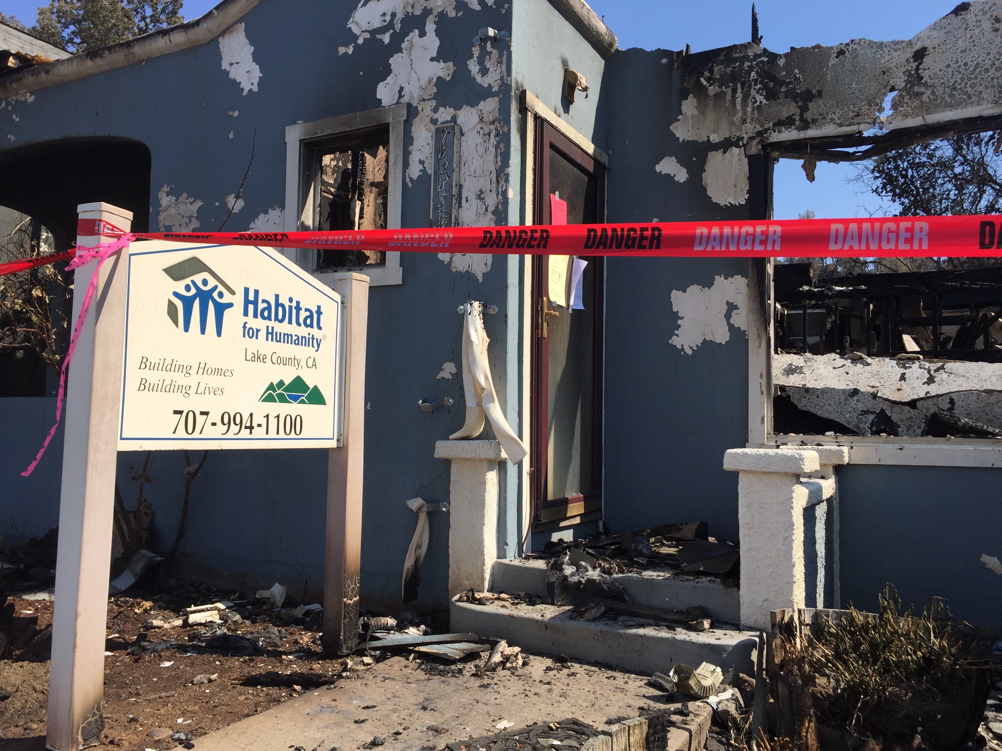 Even the local Habitat for Humanity office was destroyed when the Clayton Fire swept through Lower Lake, in Lake County.