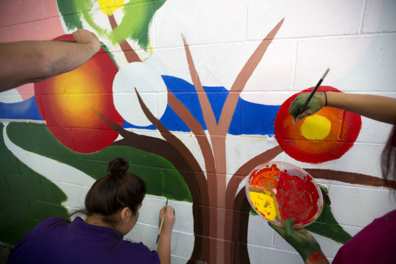 All 25 women at Camp Scott were required to participate in the mural project.