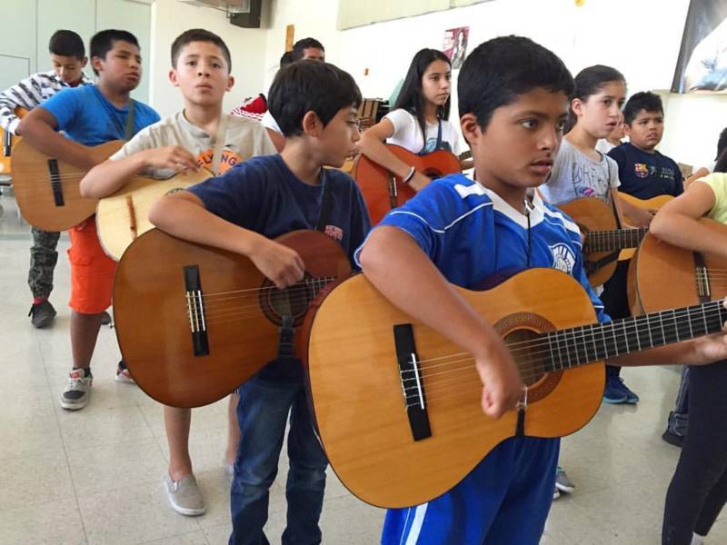 Mariachi summer campers practice a traditional Mexican ballad at Lawrence Cook Middle School in Santa Rosa.