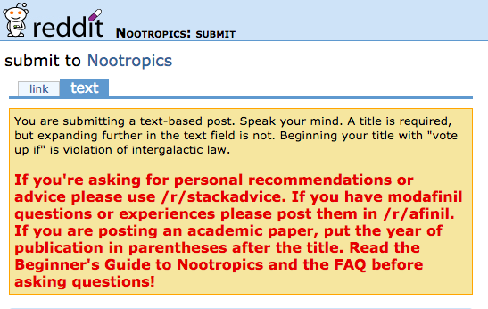Directions for posting on the nootropics Subreddit