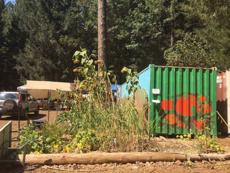 Seven retired schoolteachers set up this community garden and unofficial donation site in Cobb to connect Valley Fire victims with the items they most needed. 