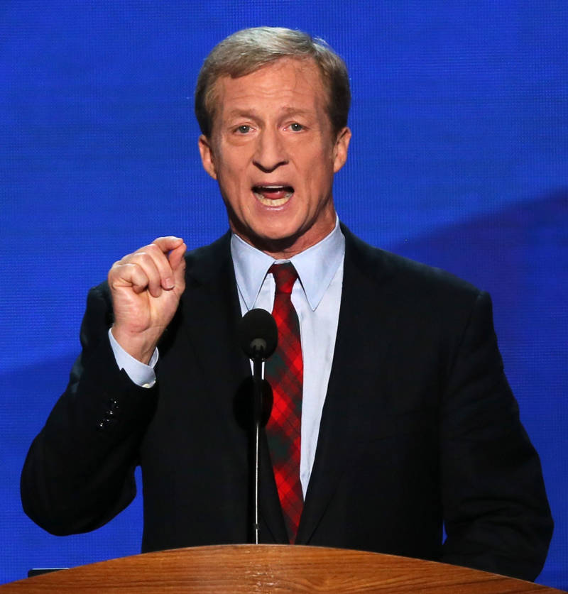 Billionaire Tom Steyer speaks during the Democratic National Convention in 2012.