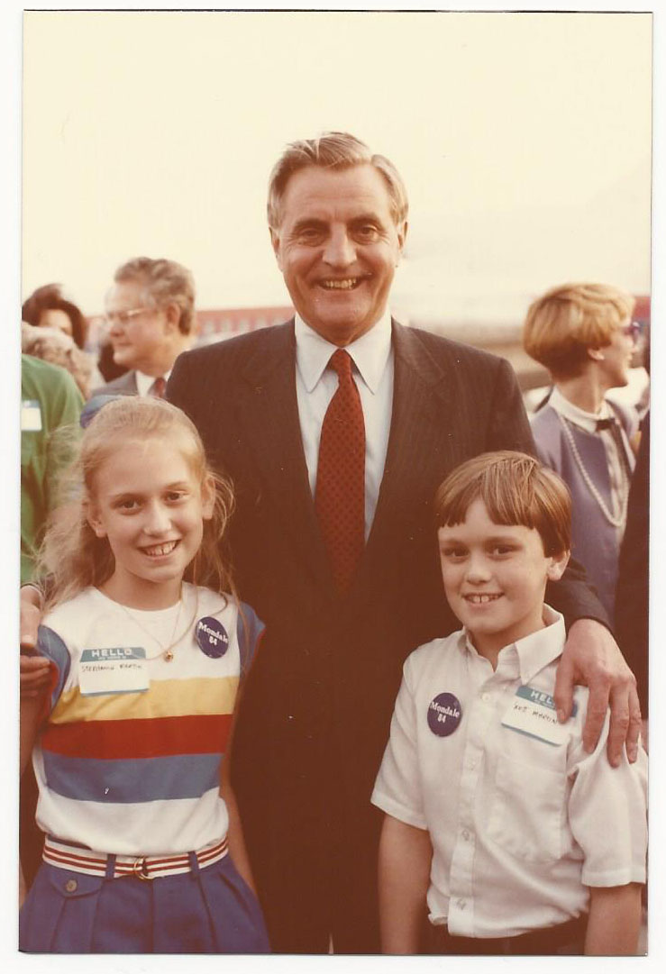 This is me and my brother, Scott Martin, with Mondale at a campaign stop in Fort Worth, Texas. I’m 11 here.