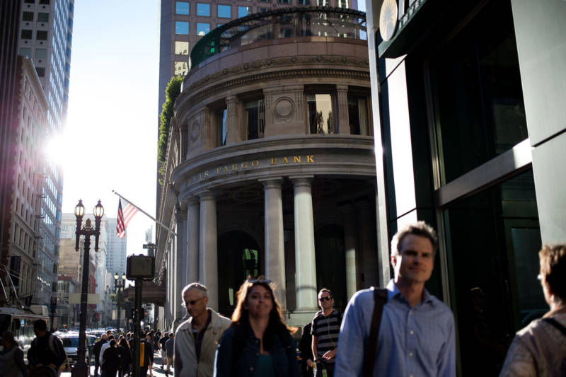 The Crocker branch of Wells Fargo on 1 Montgomery Street in San Francisco, where former employees say the sales pressure was also intense and the deceptive practices widespread.