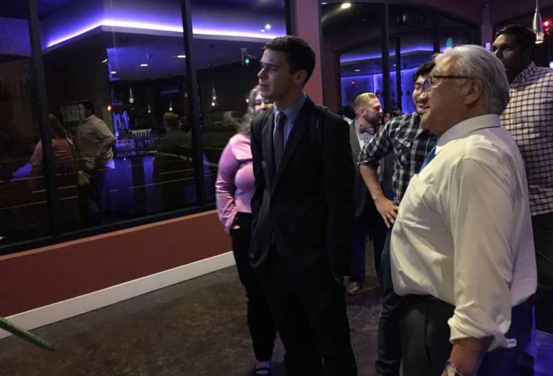Mike Honda watched national election returns Tuesday night at Justin's Restaurant in Santa Clara before calling Ro Khanna to concede.