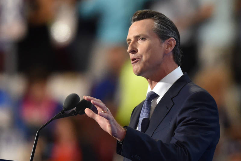 Lt. Governor Gavin Newsom, also a candidate in the 2018 governor's race, speaks at the Democratic National Convention in July, 2016. 