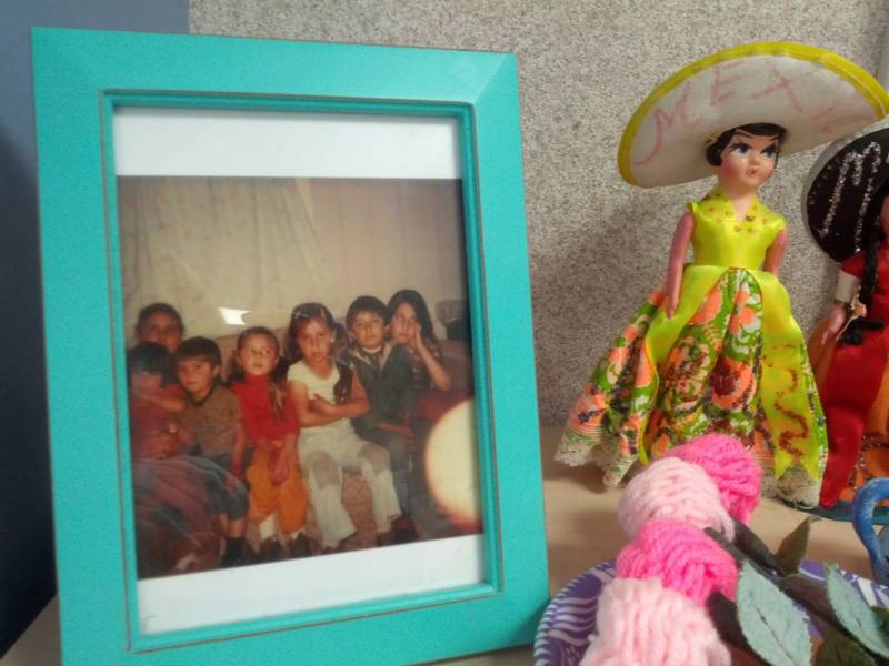 Rosa Villalpando keeps a childhood picture in her classroom.