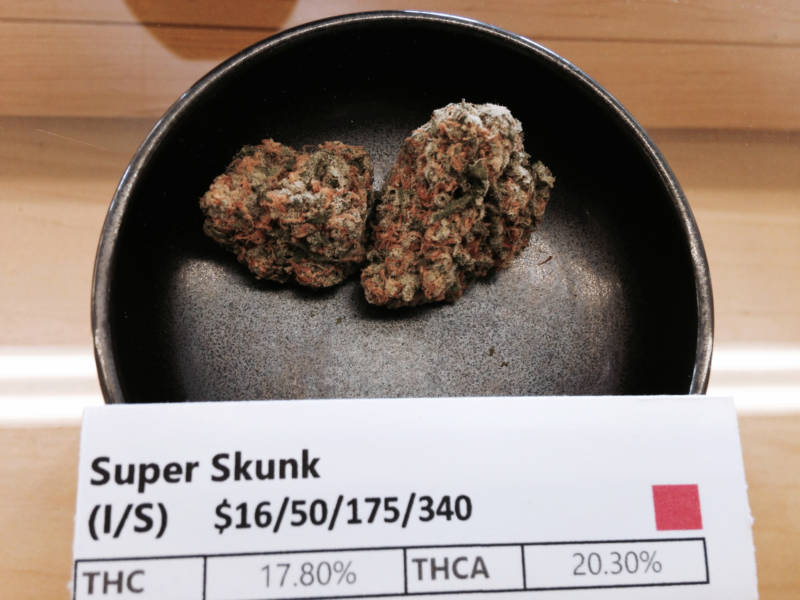 Super Skunk is one of the many different kinds of marijuana sold at Harborside Health Center.