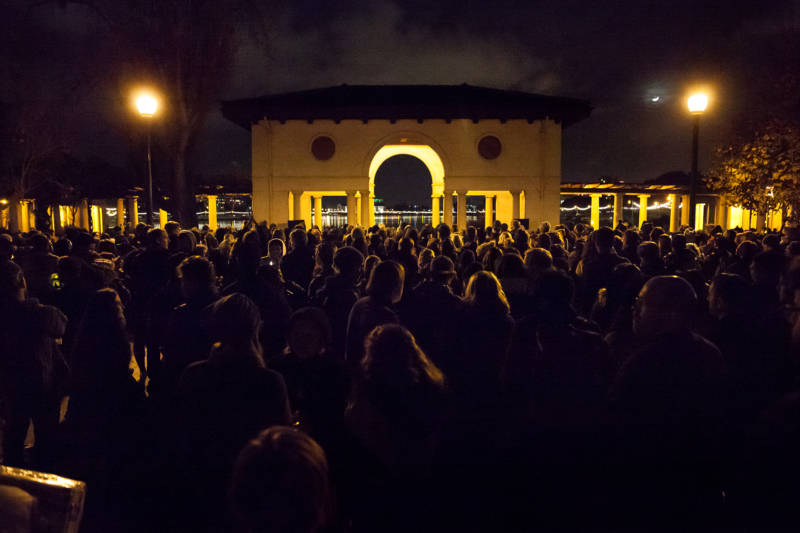 Hundreds attended the Lake Merritt candlelight vigil in honor of the victims of the Oakland warehouse fire that occurred on December 2, 2016.