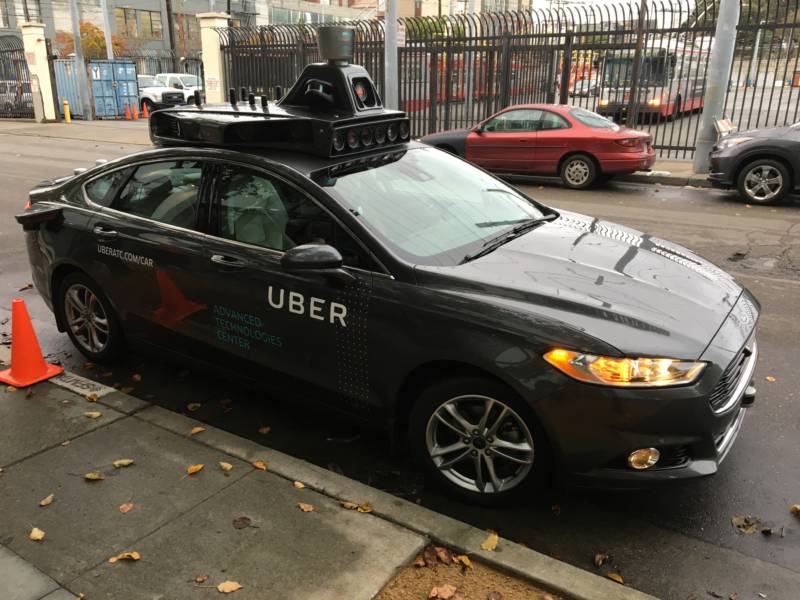 A test vehicle in Uber's self-driving car fleet explored San Francisco's streets in October. 