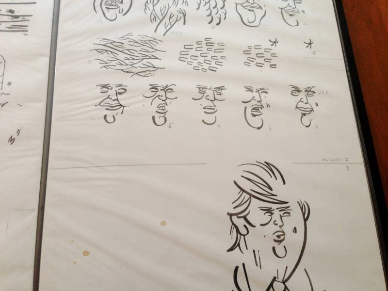 Some rough sketches for one of Weissman's Donald Trump comic strips.