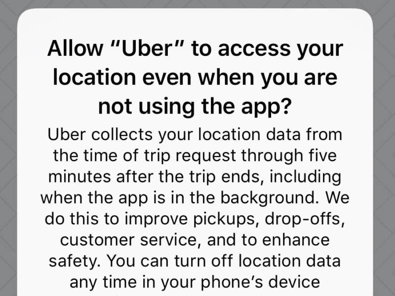 Uber iOS notification.