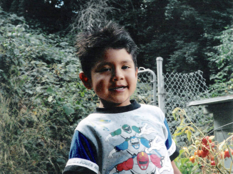 In one of the few photos Anaya has from his time in foster care, he's pictured at age 4 in the backyard of one of his many foster homes.