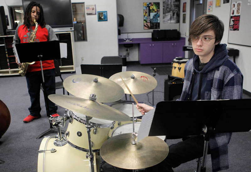 Johncarlo Grady plays drums in the SCPA jazz band.