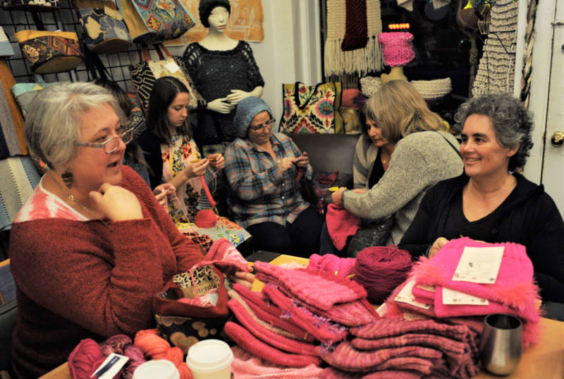 Longtime knitters Kazi Pitelka and Marina Mont’Ros at The Little Knittery.