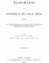 Title page of Bayard Taylor's "Eldorado," which was in its 18th printing in 1861. 