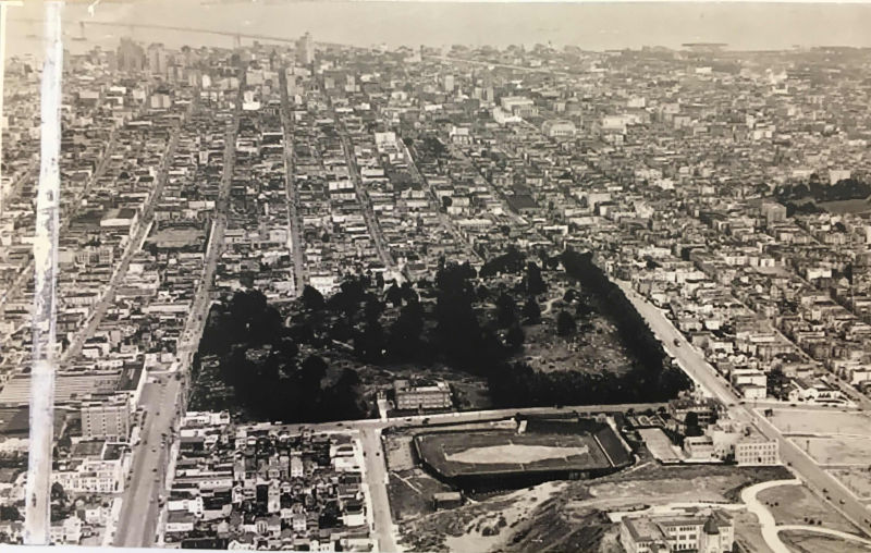 Calvary cemetery from above in the 1930s. (Colma Historical Association)