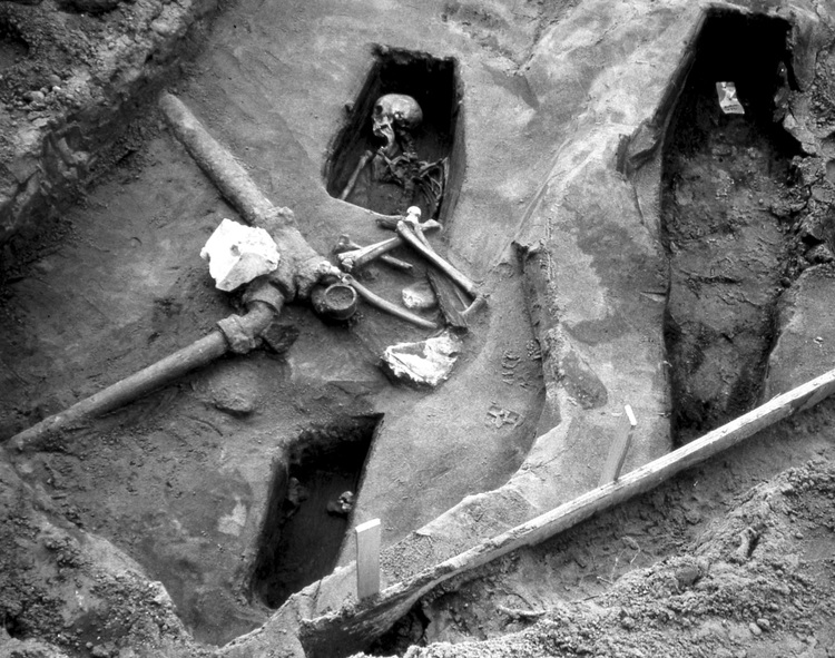 Remains found during renovation at the Legion of Honor in San Francisco, 1993. From the Richard Barnes exhibit "Still Rooms &amp; Excavations." (Colma Historical Association)