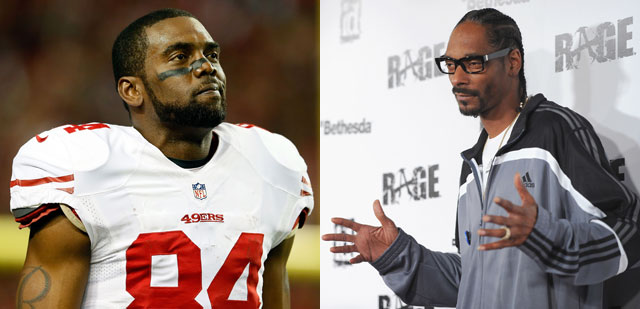 Left: Randy Moss (Kevin C. Cox/Getty Images) Right: Snoop Dogg. (Alberto E. Rodriguez/Getty Images)