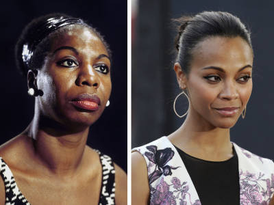 In this composite image, a comparison has been made between Nina Simone and actress Zoe Saldana.