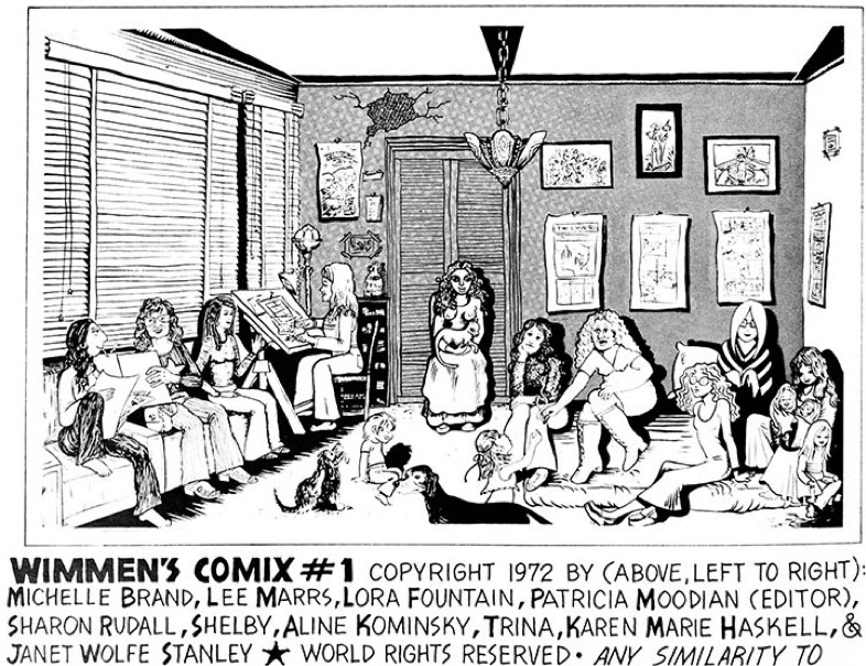 Self-portraits of the founding members of Wimmen's Comix, as appeared in issue #1.