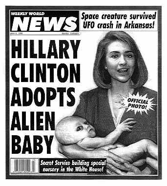 Well, did she adopt it or is it a biological result of the alien love nest? Make up your mind, World Weekly News. 