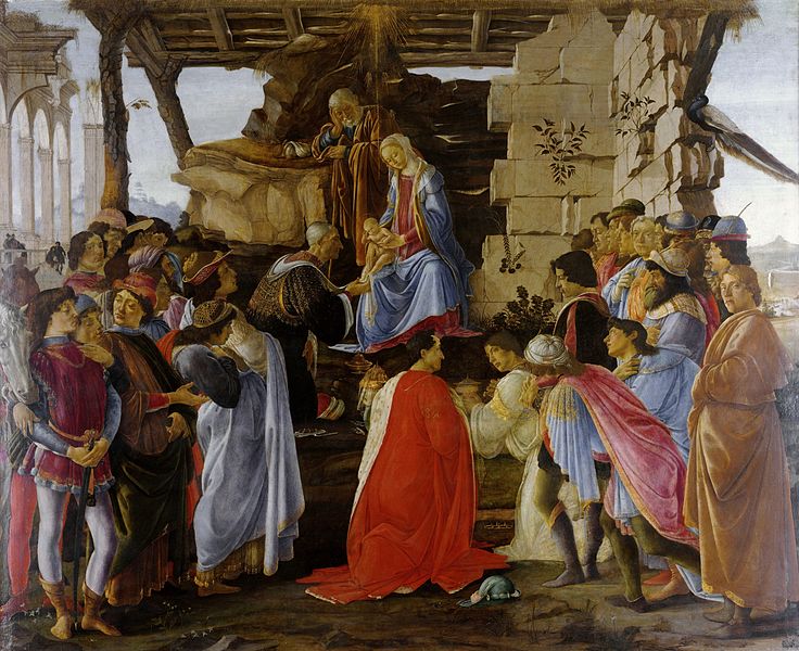 Crafty (or cheap?) old Botticelli, sneaking himself into his Adoration of the Magi (ca.1475), far left