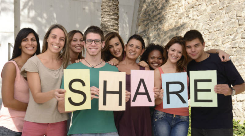 A diverse group of millennials putting the "share" back in "sharing economy"
