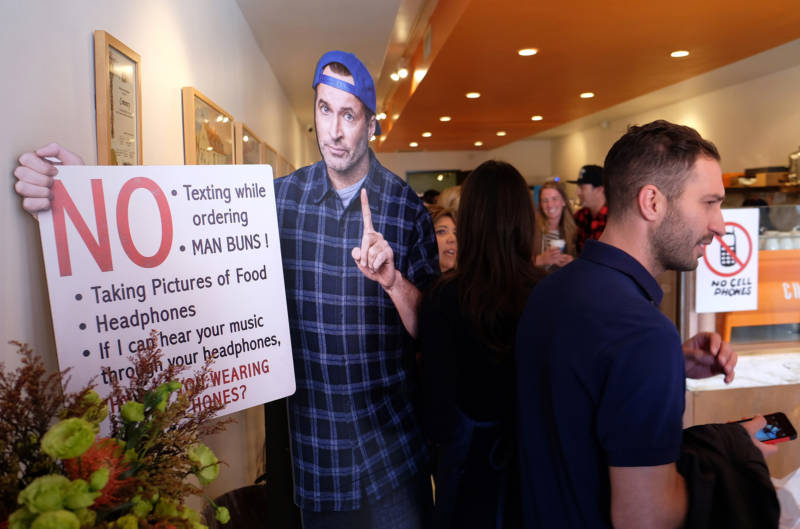A cardboard cut-out at a pop-up of Luke's Diner in Beverly Hills, Calif.