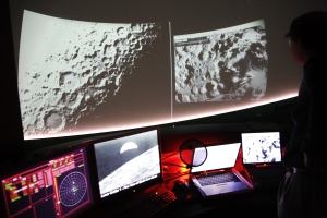 The view from the control room of Chabot's planetarium, during the live LCROSS lunar impact event on October 9th, 2009.
