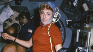 In 1991, Millie Hughes-Fulford traveled to space on the Space Shuttle Columbia as a payload specialist responsible for carrying out experiments for other scientists. She was the first woman to travel into space as a working scientist. (Courtesy of NASA)