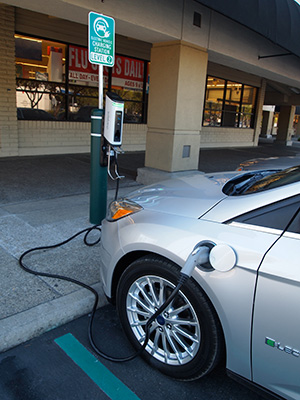 Charging the Ford Focus Electric in Pleasanton, Calif.