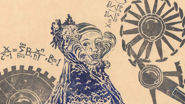 Linocut of the Enchantress of Numbers, Ada Lovelace - by Ele Willoughby