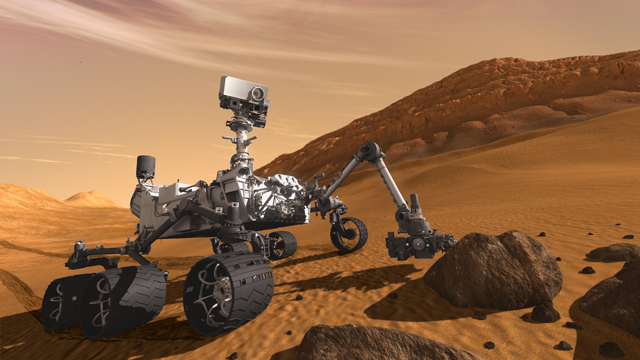 Artist illustration of NASA's Mars Science Laboratory rover, Curiosity.
