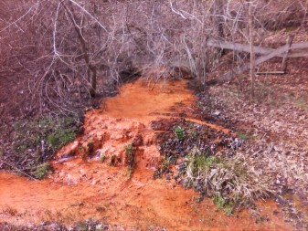 Rain washes heavy metals from old Ohio coal mines into streams and lakes, acidifying the ecosystem.  Engineers figured out how to remove the metals and turn them into paint.  Photo courtesy of the Ohio Dept of Natural Resources.