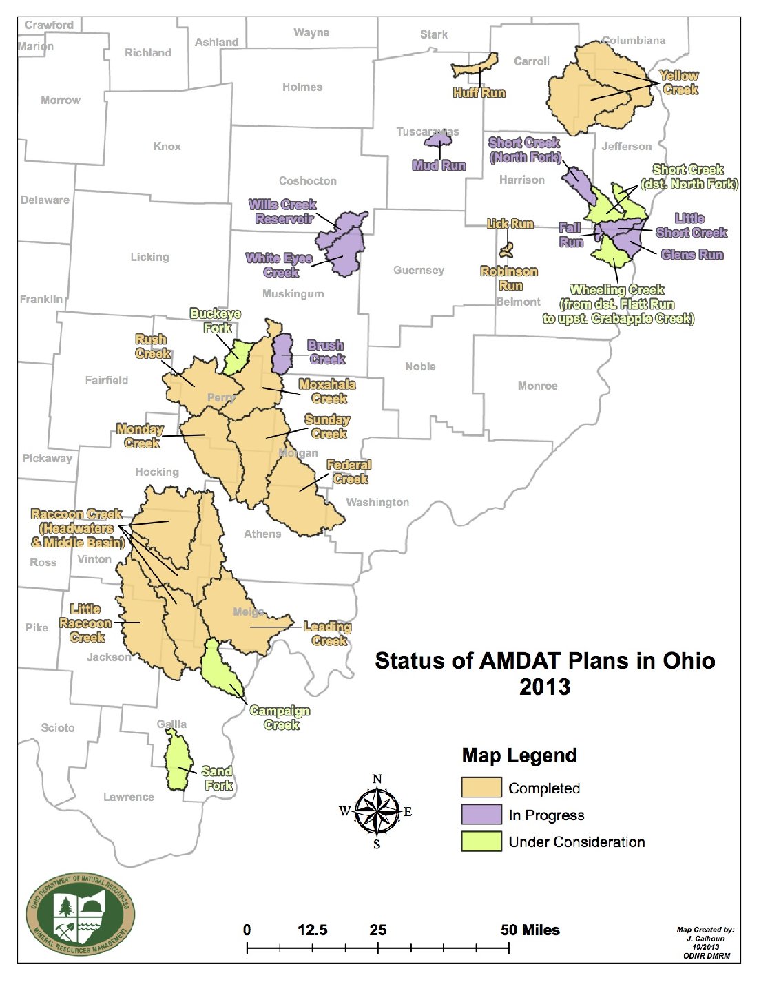 To date, the Ohio Department of Natural Resources has partnered with watershed groups to complete 55 AMD projects. Credit: Ohio Department of Natural Resources