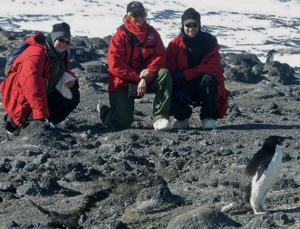 Dr. Wall and her team encounter a Penguin on a field study in Antarctica in 2006.