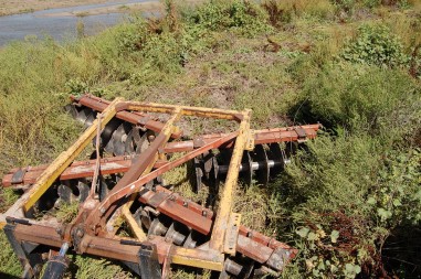 One of the agricultural disks the Crane Trust uses to remove invasive weeds, shrubs and young trees from the river channel and banks. (Photo by Ariana Brocious, NET News)