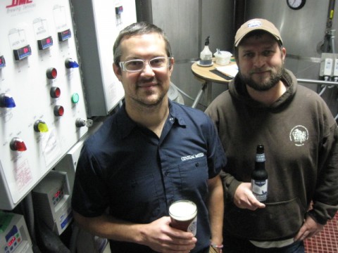 Paul Graham and Anello Mollica of Central Waters Brewery in Amherst, Wisconsin.  Photo credit: Glen Moberg, Wisconsin Public Radio