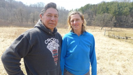 Bill Greendeer and Juliee de la Terre are passionate about rewilding, or bringing back the native plants and animals, on not just Bill's land, but elsewhere throughout the area. Photo credit: Maureen McCollum/WPR