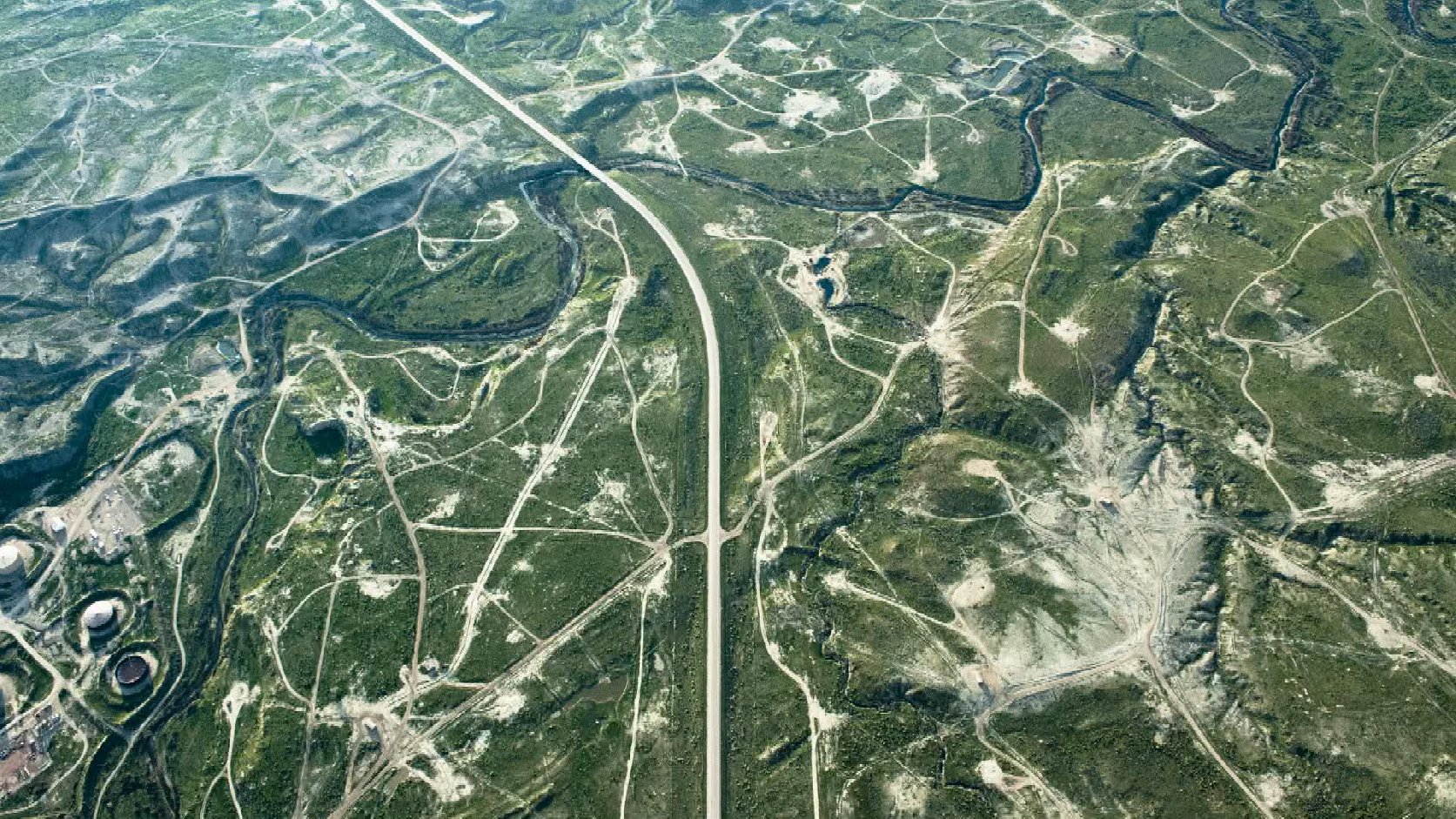 Aerial, gas and oil fields, Wyoming