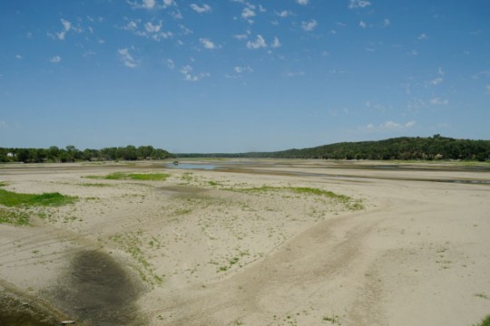 The Platte River in Nebraska in 2012, one of the hottest and driest years on record. (Photo credit Michael Forsberg, Platte Basin Timelapse)