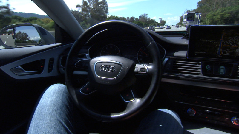 Audi's self-driving prototype is capable of changing lanes on its own when driving on the highway. Image by Blake McHugh, KQED Science 
