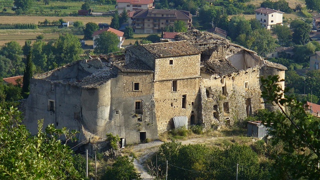 Italian castle with quake damage