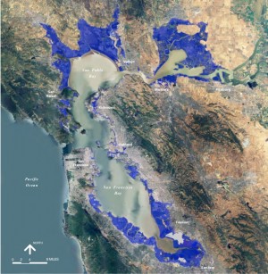 Potential inundation caused by 55-inch sea level rise by 2100.