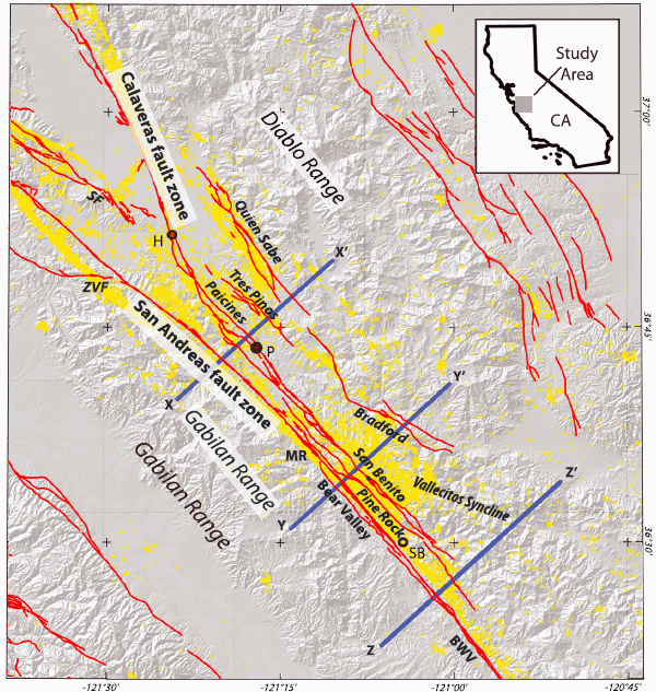 Map of San Andreas-Calaveras join