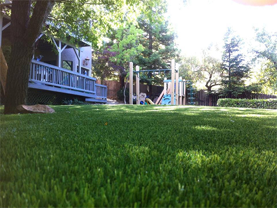 Jason Miller says the drought has more homeowners looking into artificial substitutes like the kind his company installed at this home, but man made turf still faces critiques over how hot it can get and how little it provides in the way of habitat. (Courtesy: Jason Miller)