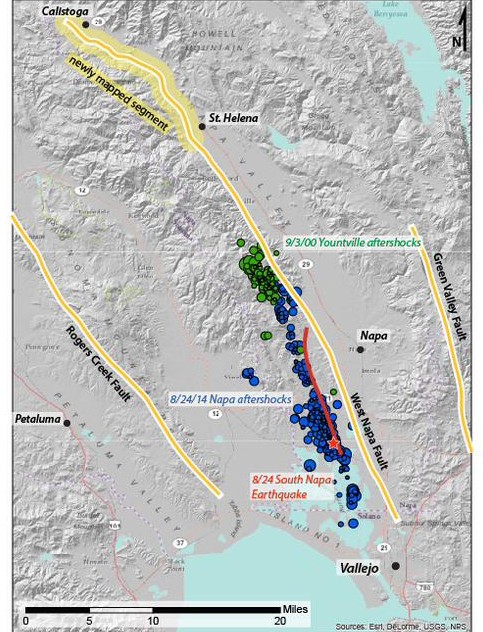 The West Napa Valley Fault, including a newly mapped section near Calistoga created by U.C. Davis geology professor Mike Oskin and his class. (Mike Oskin)