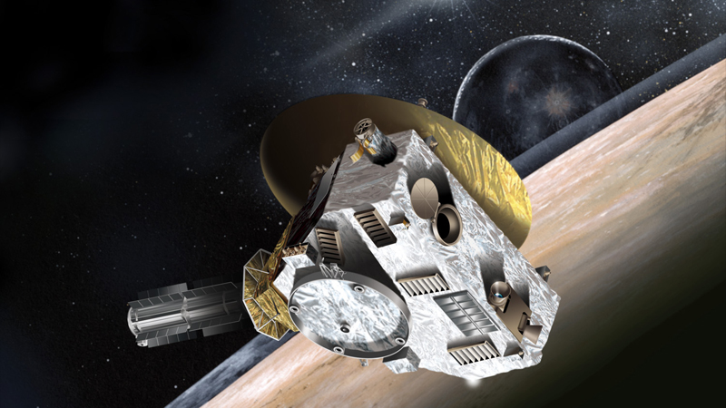Artist concept of New Horizons at the Pluto system. (NASA)