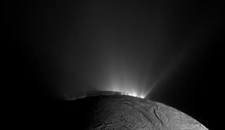 Water vapor plumes erupting from Saturn's moon Enceladus (Cassini/NASA)